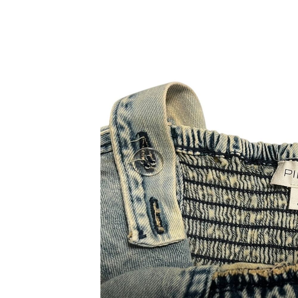 Anthropologie Pilcro Denim Drop-Waist Romper | Womens S, Bleach Wash Blue NEW - Picture 9 of 14